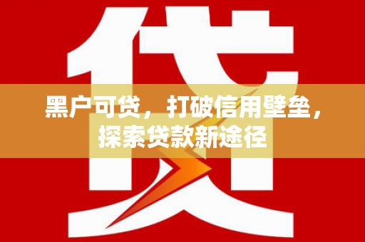 官田黑户可贷，打破信用壁垒，探索贷款新途径