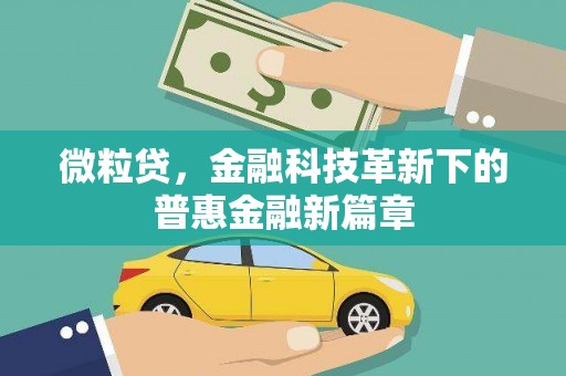 官田微粒贷，金融科技革新下的普惠金融新篇章