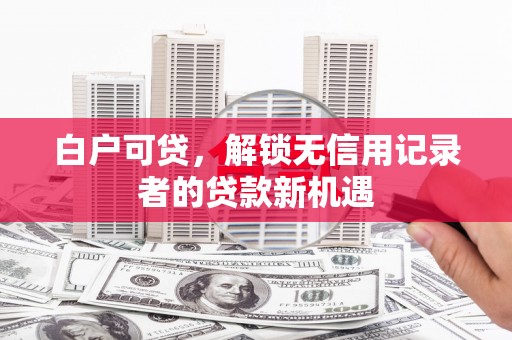 官田白户可贷，解锁无信用记录者的贷款新机遇