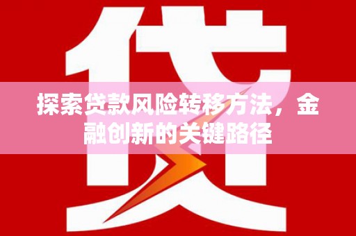 官田探索贷款风险转移方法，金融创新的关键路径