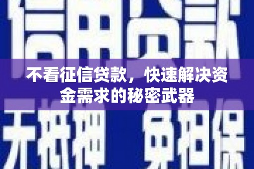 官田不看征信贷款，快速解决资金需求的秘密武器