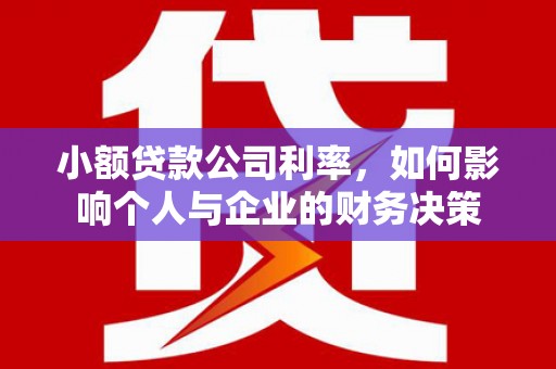官田小额贷款公司利率，如何影响个人与企业的财务决策