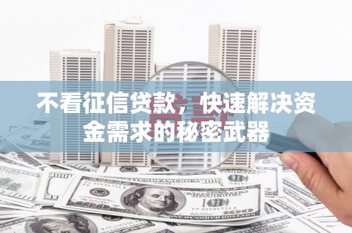 官田不看征信贷款，快速解决资金需求的秘密武器