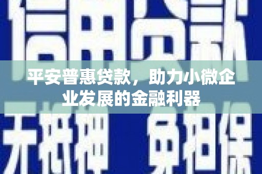 官田平安普惠贷款，助力小微企业发展的金融利器