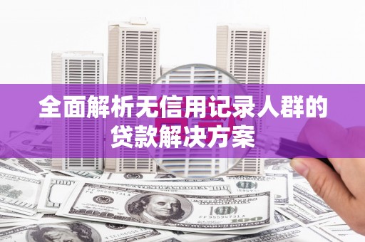 官田全面解析无信用记录人群的贷款解决方案